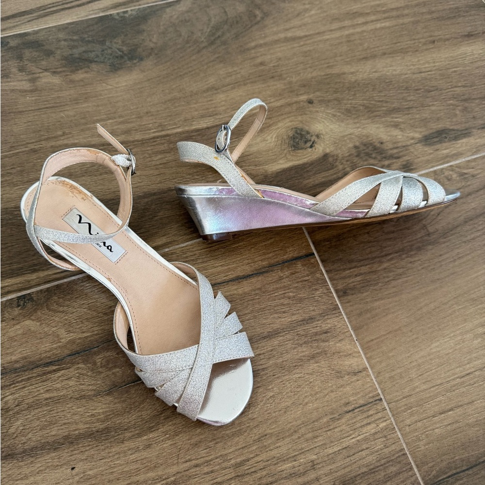 Sparkly Silver Nina Low Heels